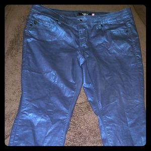 Torrid Womens Metallic Blue Stretch Jeans